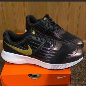 Size 8.5 black, gold and Iridescent sneakers. NEW!